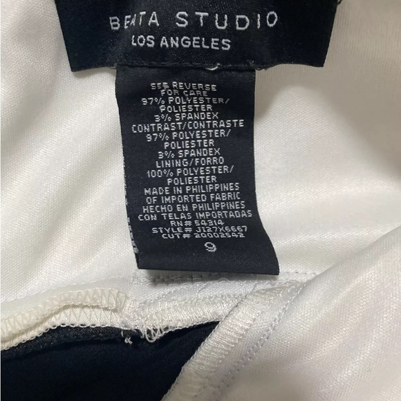 Beata Studio L.A. women’s Strapless Blk +White Satin Type Midi Dress Sz 9 Bow - Picture 7 of 7